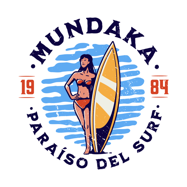 Vintage Mundaka, Spain Surfer's Paradise // Retro Surfing 1980s Badge B by Now Boarding