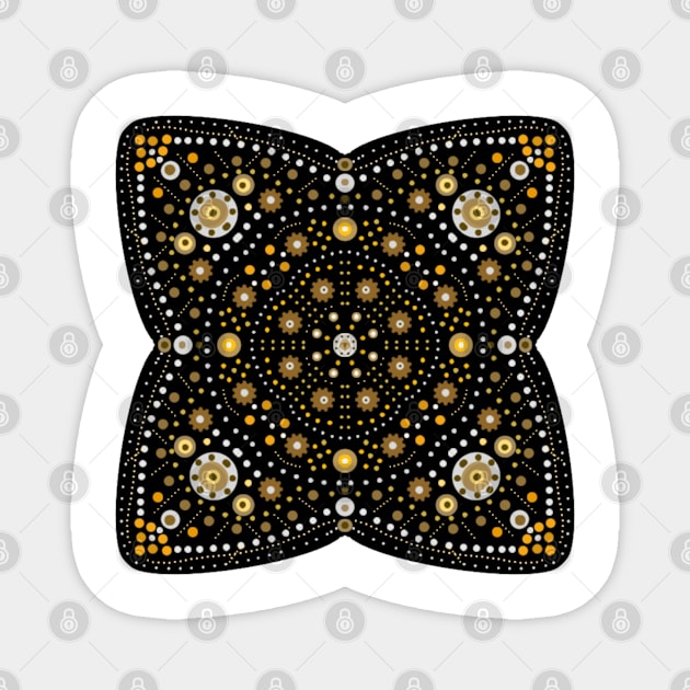 Square Pointed Mandala Yellow-Brown-White Magnet by GermainArtistry