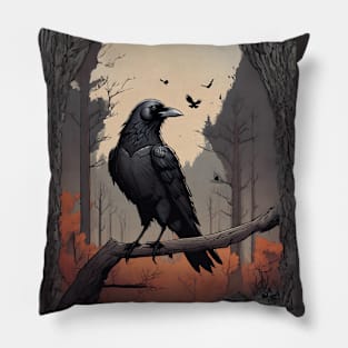 creepy crow Pillow