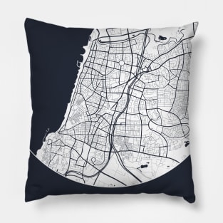 Tel Aviv, Israel City Map - Full Moon Pillow