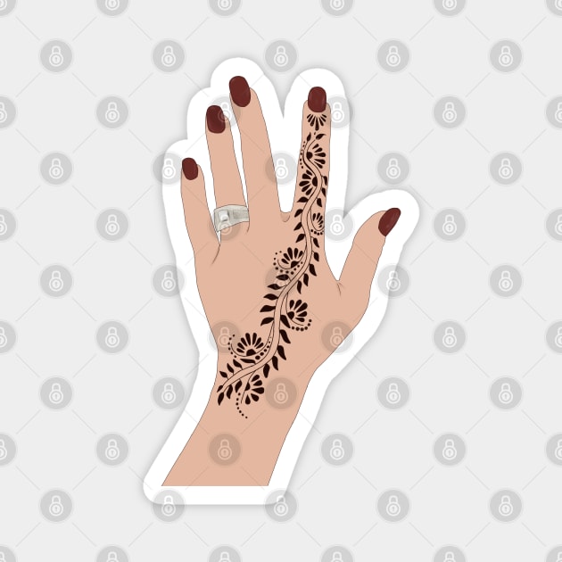 Henna Hands Hand Drawn - Mehndi - حناء Magnet by Tilila