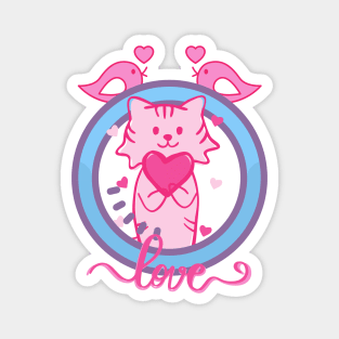 LOVELY PINK CAT FULL OF LOVE Magnet
