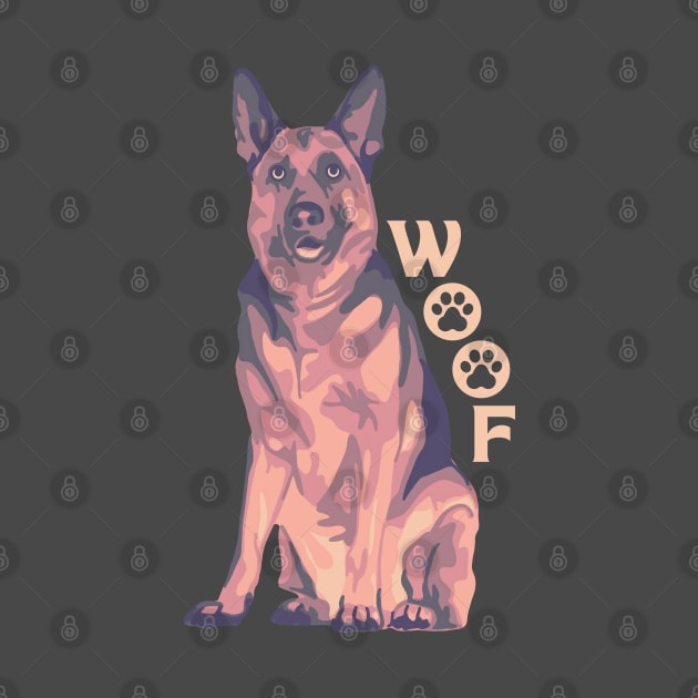 German Shepherd Says Woof by Slightly Unhinged