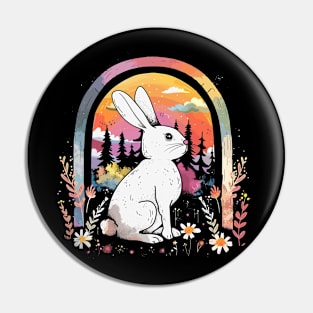 Botanical Spring Flowers Rabbit Nature Rainbow Rabbit Breeds Lovers Pin