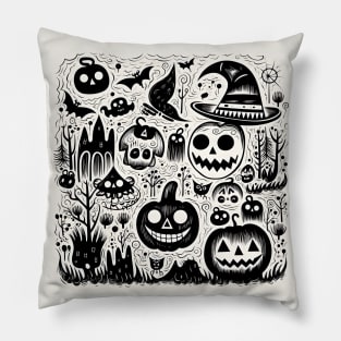 Halloween pumpkin doodle Pillow