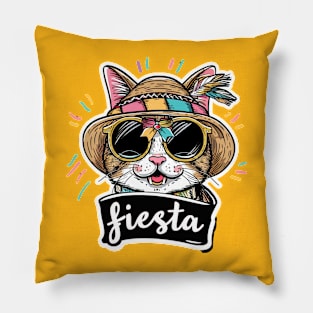 Happy cat cinco de mayo fiesta Pillow