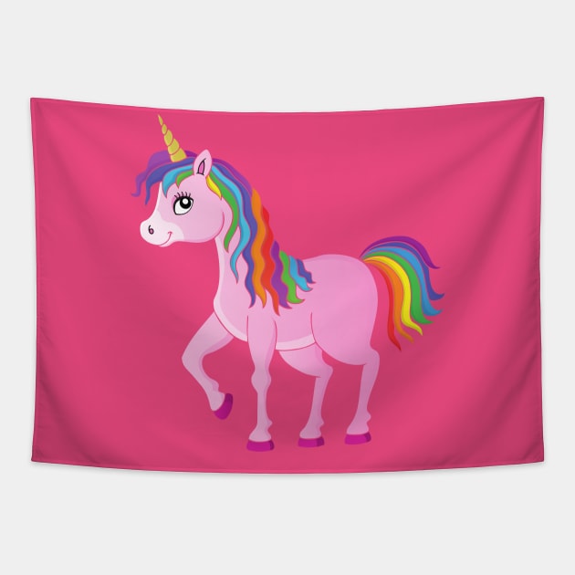 Unicorn T-shirt Tapestry by illustrata