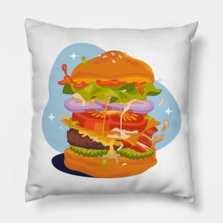 Hand Drawn Burgers Design Pillow