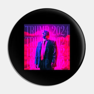 Vaporwave Retrowave Synthwave Donald Trump 2024 President Election Republican Conservative Pin