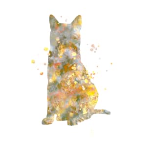 Egyptian Mau Cat Watercolor Painting T-Shirt