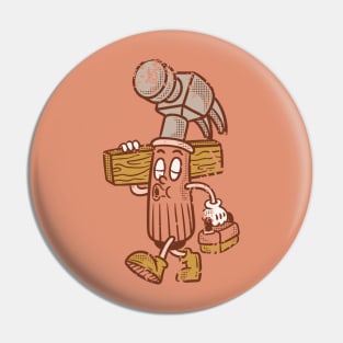 Hammer work retro cartoon Pin