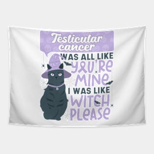 Funny Testicular Cancer Mine Witch Please Halloween Dark Cat Tapestry