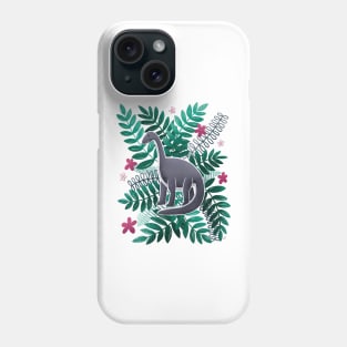 Dinosaur & Leaves - Pink Phone Case