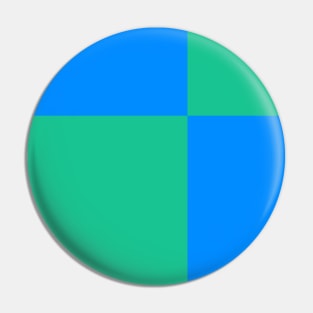 Two Colored Off Centered Square Pattern - Blue and Green - Abstract and Minimal Throw Pin