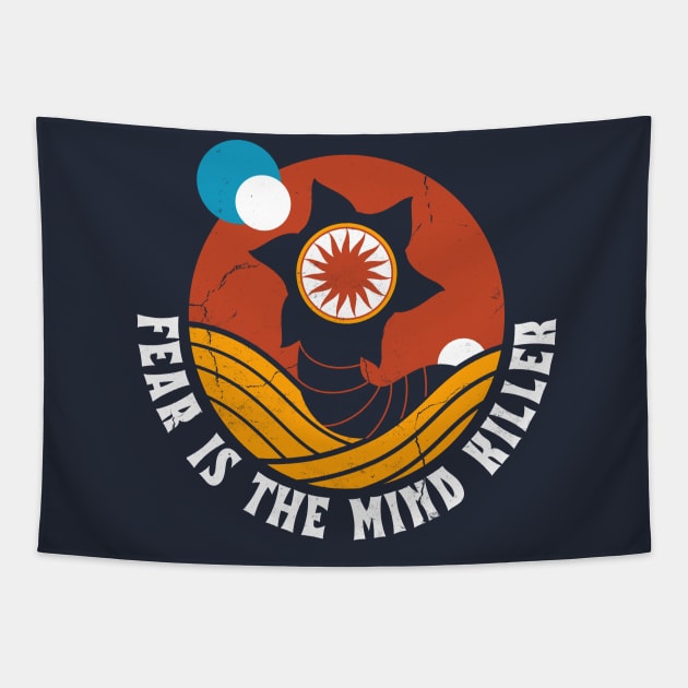 Fear Is The Mind Killer - Vintage Distressed Retro Scifi - Dune Tapestry by Nemons