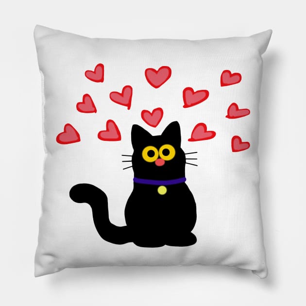 love black kitty Pillow by wolfmanjaq