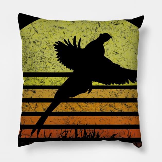 Pheasant Hunting South Dakota Upland Bird Game Hunter Retro Pillow by wcfrance4