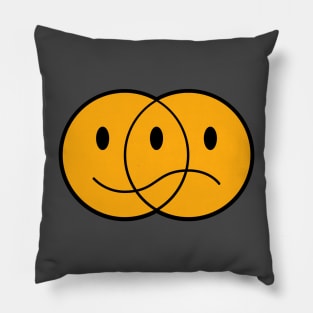 Happy And Sad Emoji Faces Pillow