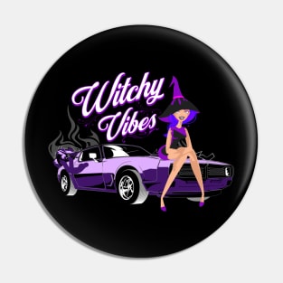 Witchy Vibes Car Racecar Witch Fast Racing Pin