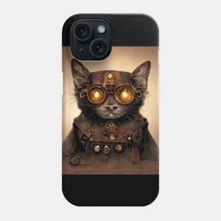 Steampunk cat looking funky in her goggles and armour. Phone Case