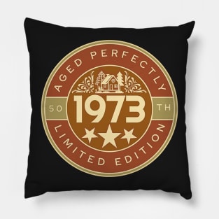 Vintage 1973 Retro 50th Birthday Gift Distressed Design Pillow