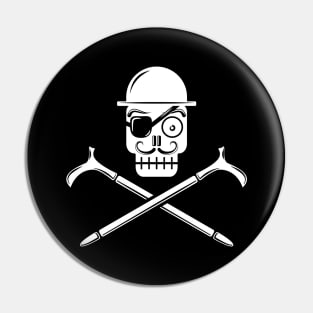 Pirate Skull with Bowler Hat (white) Pin