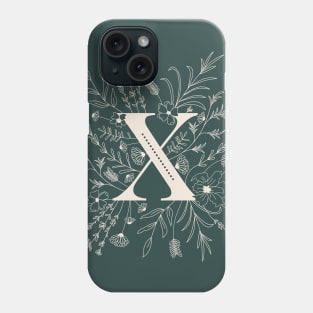 Botanical Letter X (Forest Green) Phone Case