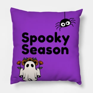 Spooky Season Halloween Fun Ghost and Spider Pillow