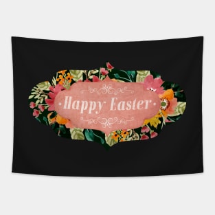 Watercolor Flowers Happy Easter Banner Tapestry