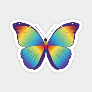 Rainbow morpho menelaus butterfly Magnet