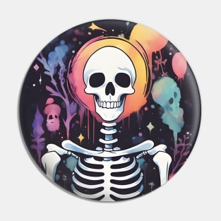 Watercolor Skeleton Pin