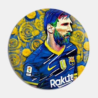 Messi oil painting van gogh style art tshirt Pin