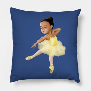 Cute Yellow Ballerina African American Black Girl Dancer Pillow