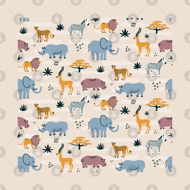 African animals pattern by Vilmos Varga