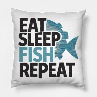 eat sleep fish repeat Pillow