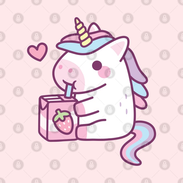 Cute Little Unicorn Loves Strawberry Milk by rustydoodle