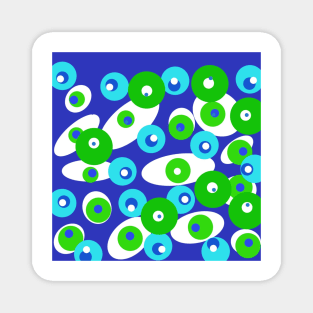 Ode to Summer - abstract in Blues and Greens and White Magnet