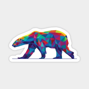 Rainbow Geometric Polar Bear Walking Magnet