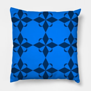 Azure Star and Crescents Patchwork Pattern Pillow