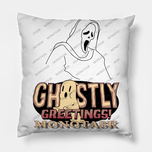 Ghostly Greetings by MONOTASK Pillow