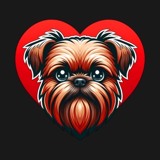 Brussels Griffon Puppy Cute Dog Red Heart T-Shirt