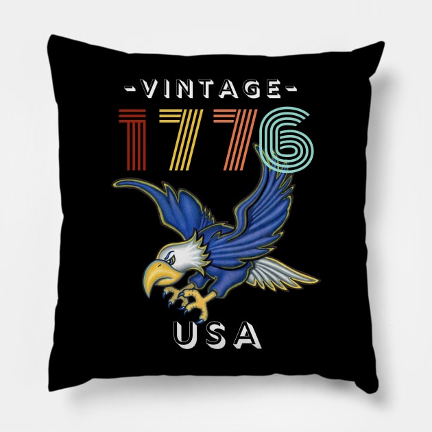 classic eagle flying with red white and blue colors Vintage 1776 USA Pillow by Danny Gordon Art