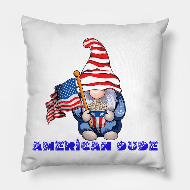 4th Of July Patriotic Gnomes Funny American Flag USA Pillow by albaley