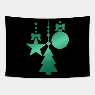 Minimal Christmas Tree Ornaments Green Gradient Tapestry