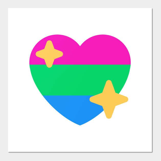 Polysexual Sparkling Heart Emoji Polysexual Pride Flag Posters