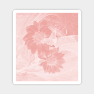 Mysterious flowers and butterflies in pink Magnet