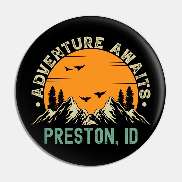 Preston, Idaho - Adventure Awaits - Preston, ID Vintage Sunset Pin by Feel Good Clothing Co.