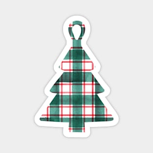 Festive and Symmetrical Plaid Christmas Tree Magnet