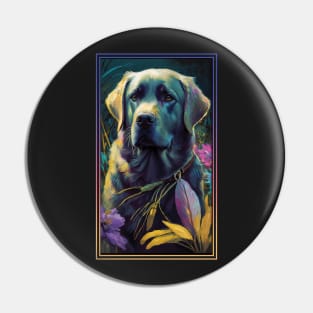 Labrador Retriever Dog Vibrant Tropical Flower Tall Digital Oil Painting Portrait 4 Pin