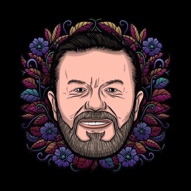 Ricky Gervais (Flowered) by Baddest Shirt Co.